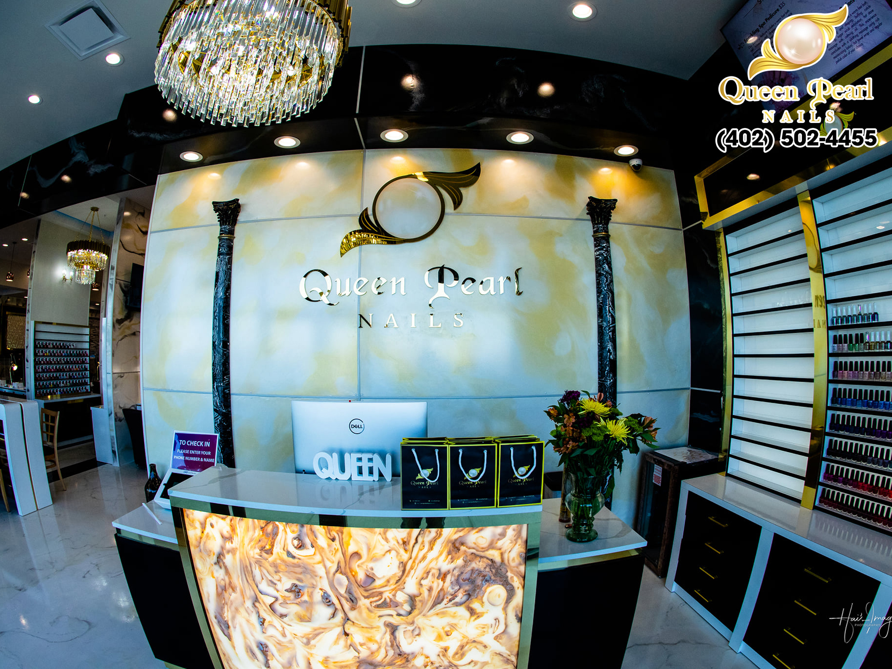 Join the elegant atmosphere at Queen Pearl Nails Gretna today!