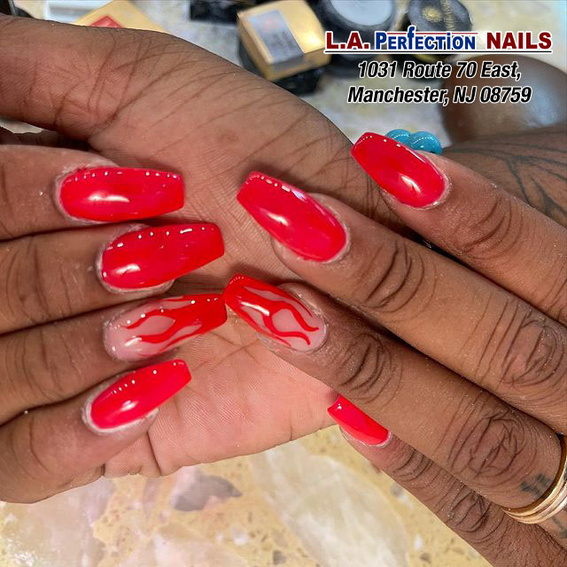 Red nail | L.A. Perfection Nails | Manchester Township, NJ 08759