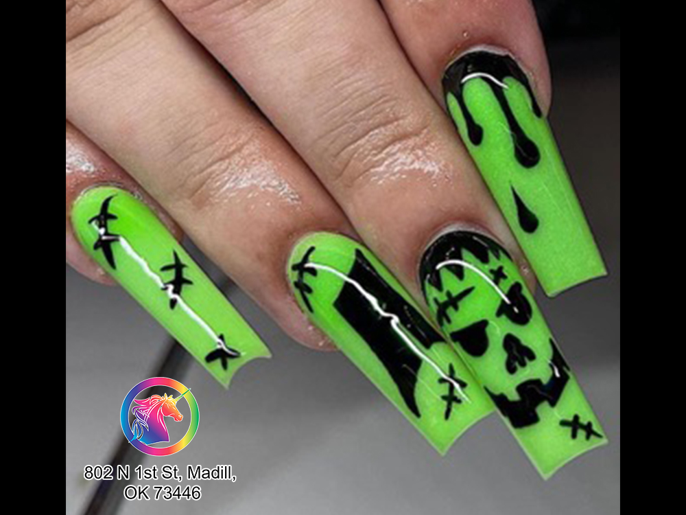 3. Simple coffin nail design with line - wide 4